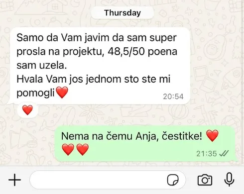 Privatni časovi - 48.5 od 50 poena na projektu